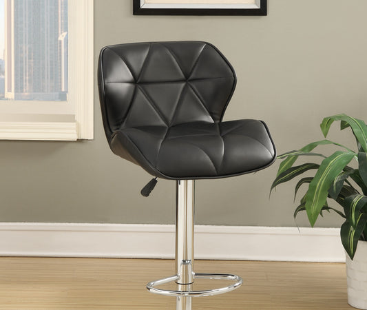 Cirvella - Set of 2 - 26" Black Faux Leather Adjustable Bar Stools with Chrome Base and Tufted High Back