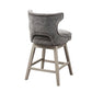 Gilded - Set of 2 - 26" Charcoal Upholstered Swivel Counter Stools with Low Back and Light Grey Solid Wood Legs