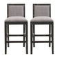 Bar Stools (Set of 2), Rubber Wood Frame, Retro Bar Chairs Suitable For Kitchen Island - Black / Gray