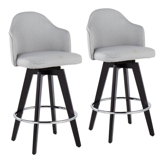 Ahoy - Contemporary Fixed Height Counter Stool Round Chrome Footrest (Set of 2) - Gray