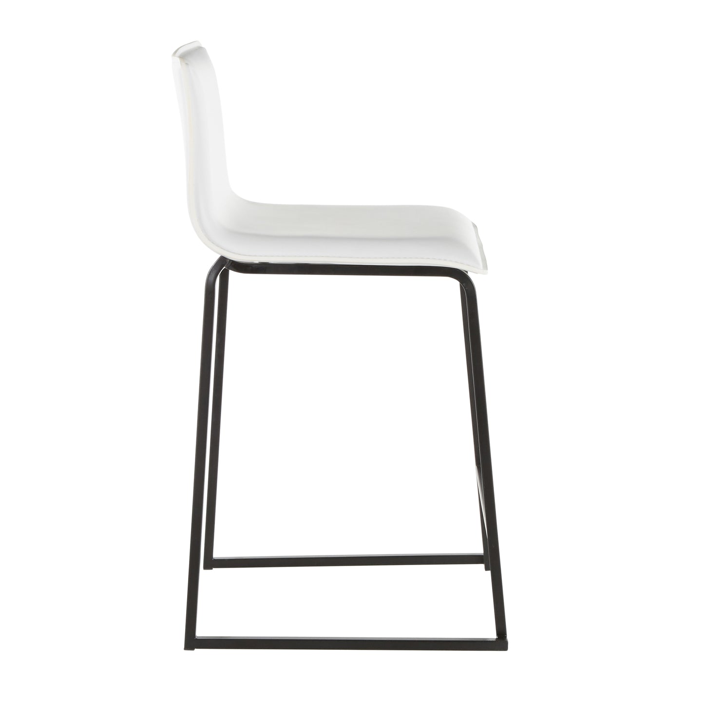 Marolie - Set of 2 - 26" Counter Stools with White Faux Leather Seats and Black Metal Frame, Contemporary Design by LumiSource