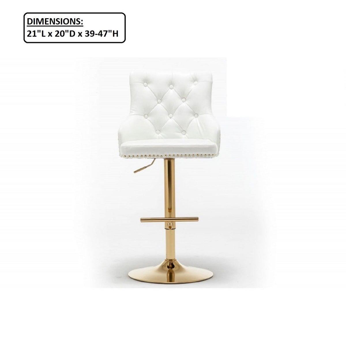 Adjustable Swivel Bar Stool With Nailhead Trim (Set of 2)