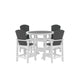 Dunbridge - Set of 5 - 29" Square HDPE High Top Bar Table & Chair Set in White & Gray, Outdoor Dining