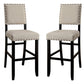 Sariah - Set of 2- 24" Height  Ivory Linen Counter Stools  with Nailhead Trim and Antique Black Solid Wood Frame