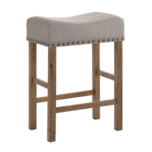 Valgris - Set of 2 - 28" Tan and Weathered Oak Counter Height Stools