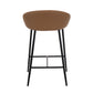 Martisse - Set of 2 - 26" Fixed-Height Camel Faux Leather Counter Stools with Black Metal Frame