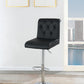 Luent – Set of 2 – 24" Adjustable Black Bar Stools with Tufted Back, Gas Lift, Chrome Base, and Faux Leather Upholstery