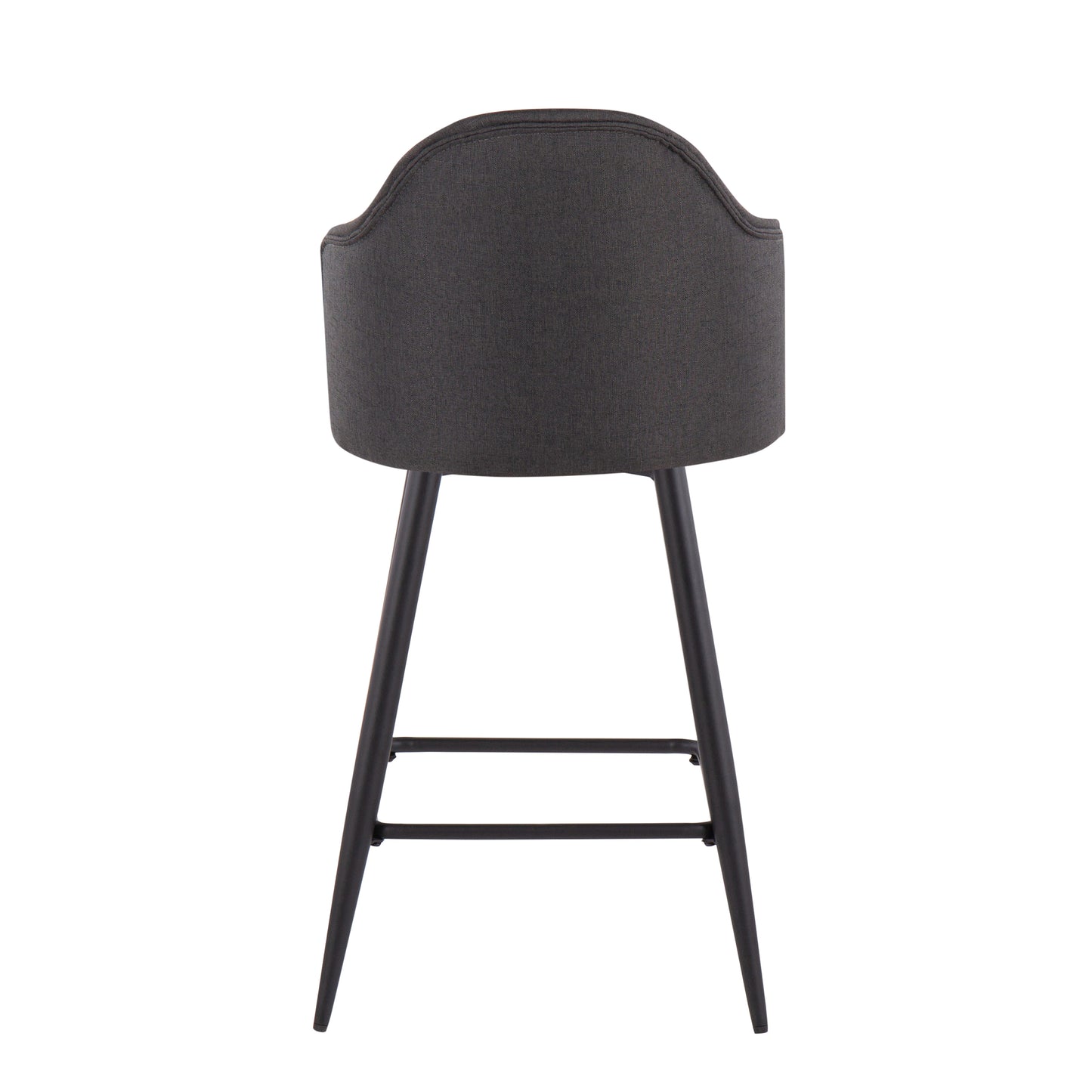 Humph - Set of 2 - 26" Charcoal Swivel Counter Stools with Fabric Seat, Bamboo Back, and Black Metal Frame