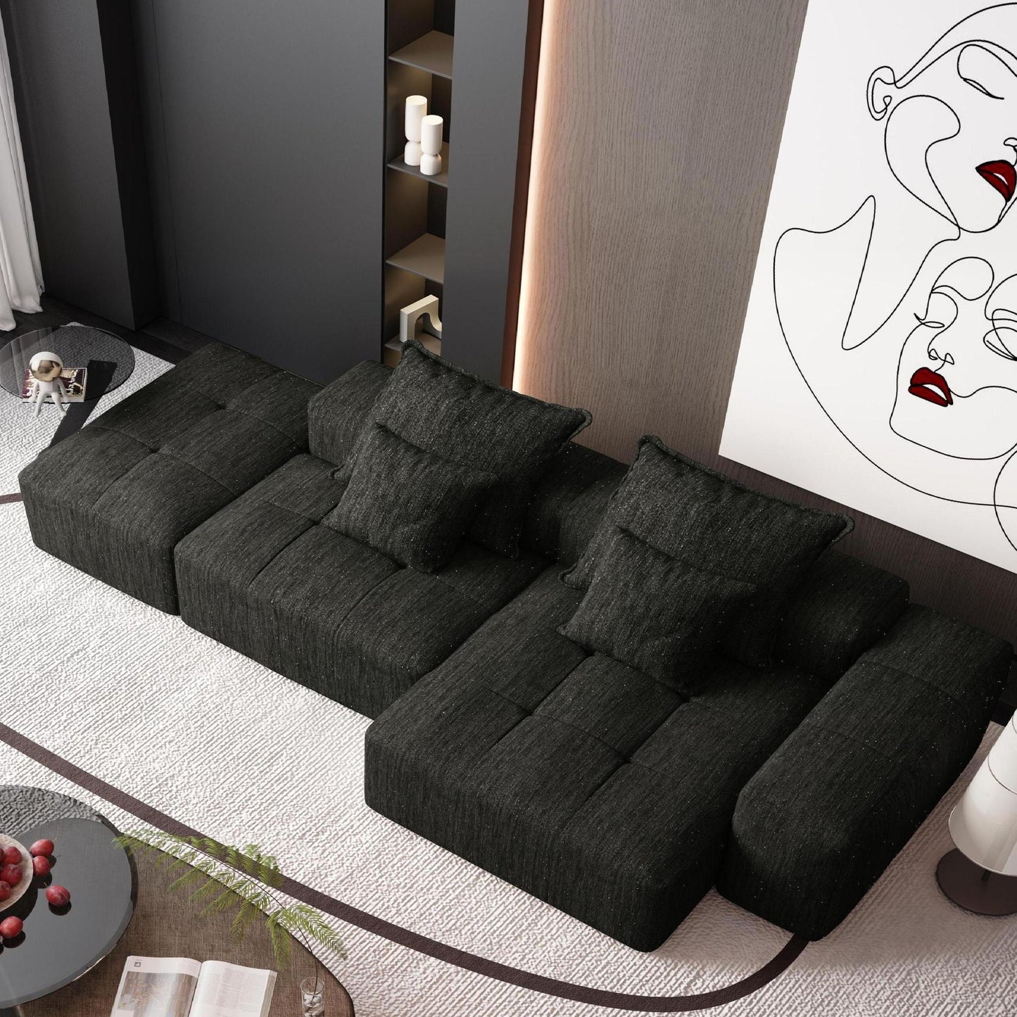Modern Oversized Diy Combination, Modular Sectional Sofa With Pillows