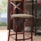 Zorina -  set of 2 -29" Seat Height Industrial High-Back Bar Chair in Antique Red and Oak, 43" Overall Height