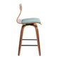 Vireo - Set of 2 - 26" Teal Upholstered Swivel Counter Stools with Walnut Mid-Century Modern Frame