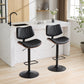 Alessa - Set of 2 - 26" Adjustable Walnut Bentwood & Black Leather 360° Swivel Bar Stools