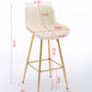 Vienna - Set of 2 - 26" Cream Velvet Counter Stools with Golden Legs and Chrome Footrest