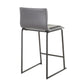 Mikalor - Set of 2 - 26" Fixed-Height Counter Stool with Black Metal Frame, Grey Faux Leather Seat, and Footrest by LumiSource