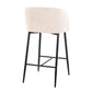 Lisbeth - Set of 2 - 21" Contemporary Fixed-Height Counter Stools with Black Metal Frame & White Velvet Modern Bucket Seat with Footrest