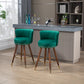 Monial - Set of 2 - 28" Emerald Swivel Bar Stools with Backrest, Footrest, and Solid Wood Legs