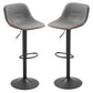 Hillcrest  - Set of 2 - 26" Grey Swivel Adjustable Bar Stools with Padded Back for Kitchen, Counter, and Home Bar