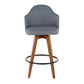 Swain - Set of 2 - 24" Grey Faux Leather Counter Stools with Walnut Finish