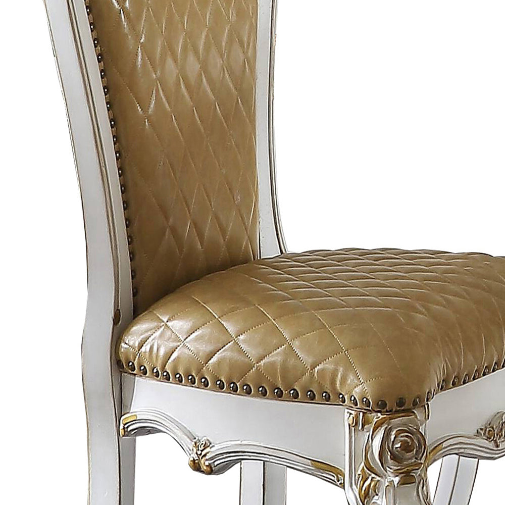 Mayfair - Set of 2 - 24" Butterscotch and Antique Pearl Counter Height Chairs with Solid Back and Faux Leather Upholstery