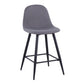 Harma - Set of 2 -27" Charcoal Upholstered Mid-Century Modern Counter Stools with Black Metal Frame