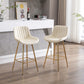 Vienna - Set of 2 - 26" Cream Velvet Counter Stools with Golden Legs and Chrome Footrest