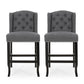 Videssa - Set of 2 - 27" Wingback Counter Stools with Charcoal Fabric & Dark Brown Rubberwood