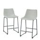 Bldora - Set of 2 - 26" Gray Faux Leather Counter Stools with Curved Back and Powder-Coated Metal Legs