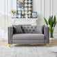 2 Seater Deep Seat Sofa With Button Nailhead, Square Arm