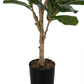 47" Tall, Artificial Plant, Fiddle Tree, Indoor, Faux, Fake, Floor, Greenery, Potted, Real Touch, Decorative - Green / Black