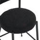 Sable - Set of 2 - 25" Black Upholstered Teddy Fabric Bar Stools with Ergonomic High Back and Modern Metal Base