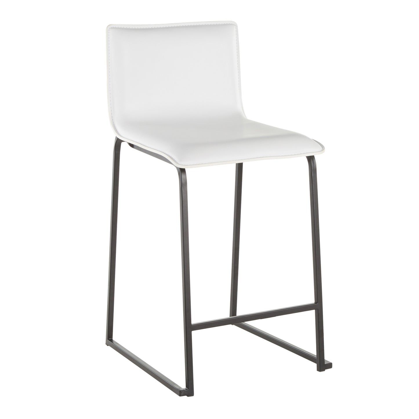 Marolie - Set of 2 - 26" Counter Stools with White Faux Leather Seats and Black Metal Frame, Contemporary Design by LumiSource