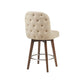 Nash - Set of 2 - 26" Natural Swivel Counter Stools with Tufted Back and Polished Silver Footrest