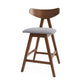 Harvalla - Set of 2 -25" Dark Grey Fabric Counter Stools with Mid-Century Wood Legs