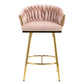 Counter Height Bar Stools Kitchen Island Counter Bar Stool With Hand - Wave Back, Golden Chromed Base And Footrest (Set of 2) - Pink
