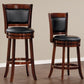 Elysium - Set of 1 - 30" Swivel Pub Height Chair, Dark Cherry Finish Faux Leather Upholstery, Solid Wood, 250lbs Capacity