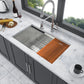 30" Undermount Kitchen Sink 16 Gauge Ledge Workstation - Brushed Nickel