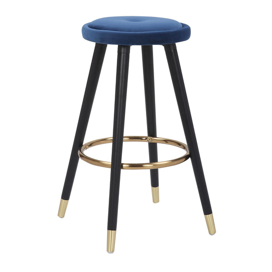 Lythor - Set of 2 - 26" Blue Velvet Counter Stools with Gold Metal Frame