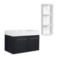 Modern Wall Mounted Bathroom Vanity With Thick Edge Resin Sink And Storage Rack