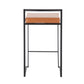 Farringdon - Set of 2 - 24" Contemporary Stackable Counter Stools in Black with Camel Faux Leather Cushion