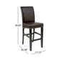 Harlan - Set of 2 - 24" Brown PU Leather Counter Stools with Gold Rivets and Black Rubberwood Legs