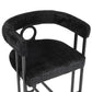 Lynsandra - Set of 2 - 24" Black Chenille Upholstered Bar Stools with Curved Backrest and Black Metal Legs