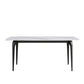 70.87" Modern Artificial Stone Curved Black Metal Leg Dining Table, Can Accommodate 6-8 People - White / Black