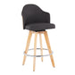 Maris - Set of 2 - 20" Charcoal Fabric Counter Stools with Natural Bamboo Legs and Chrome Footrest