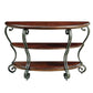 Sofa Table With Open Bottom Shelf And Ornate Scroll Detail Legs - Brown Multi