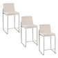 Castrel - Set of 2 - 24" Beige Contemporary Counter Stools with Stainless Steel Frame and 26" High Back