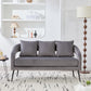 Open Back Loveseat Settee With 3 Pillows