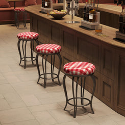 Helendale - Set of 2 - 26" Red Striped Metal Bar Stools with Footrest and Easy Assembly for Indoor Bar or Kitchen