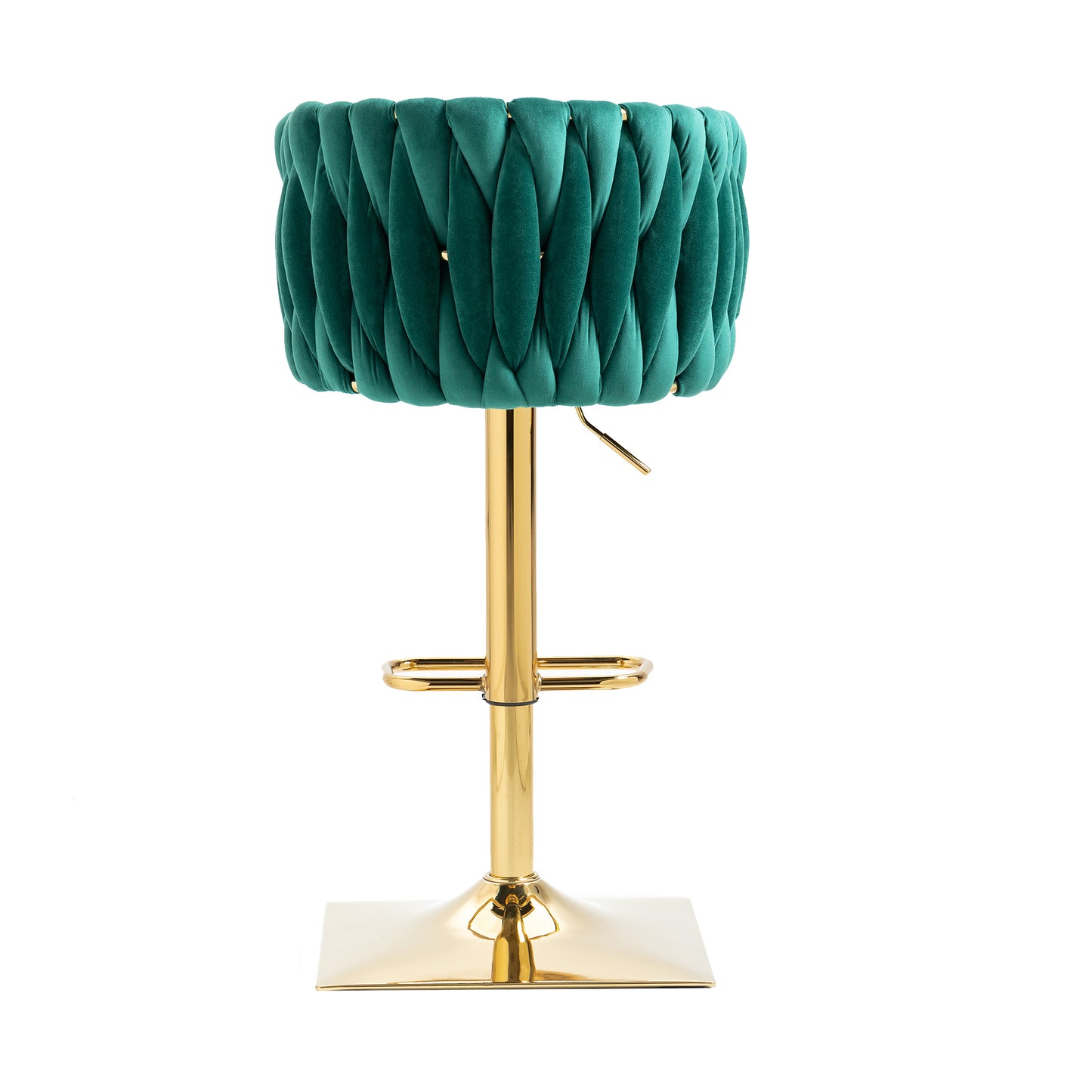 Harstone - Set of 2 - 26" Adjustable Counter Height Emerald Green Velvet Vintage Bar Stools with Silver Metal Legs