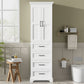Bathroom Vanity With 2 Damping Hinge Doors, 3 Drawers, Adjustable Shelves - White
