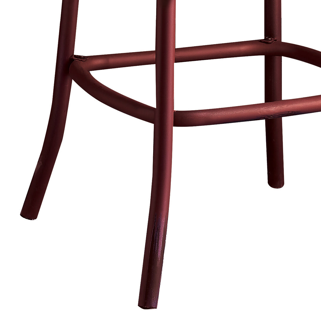 Zorina -  set of 2 -29" Seat Height Industrial High-Back Bar Chair in Antique Red and Oak, 43" Overall Height